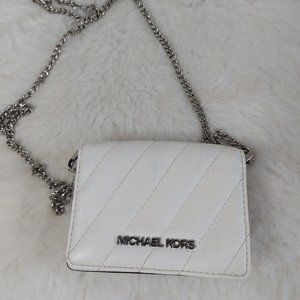 Michael Kors Women's White Leather Chain Change Wallet